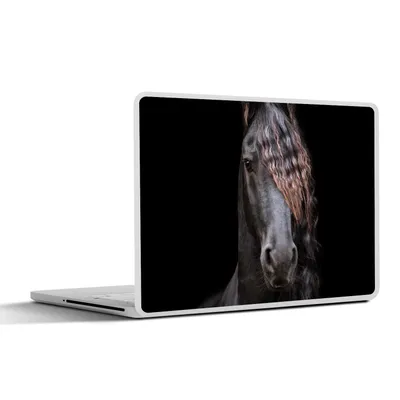 Produktbild von MuchoWow® Laptop Aufkleber Sticker Cover Pferde - Friesisch - Mähne - Schwarz - Tiere 31x22.5 cm - Laptop-Deko