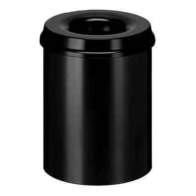 Produktbild von Selbstlöschender Papierkorb & Abfallsammler aus Metall | 15 Liter, HxØ 36x26cm | Schwarz