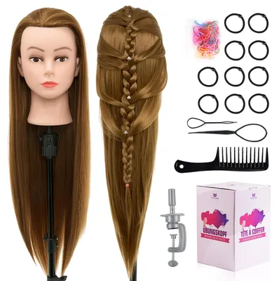 Image de Omgoods - Tête de mannequin de 76 cm pour coiffure, avec accessoires