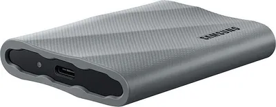A Samsung portable SSD is shown against a white background.