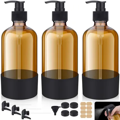 3er-Set amberfarbene Glassprühflaschen 480 ml mit verstellbarer Düse