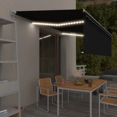 Produktbild von "2025"cloris Markise Manuell Einziehbar mit Rollo & LED 5x3 m Anthrazit Markisen DE7400 3parcel
