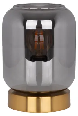 Produktbild von Tischleuchten - Glas-Tischleuchte "ALESSIO" H: 17 cm, Tischlampe im Retro Style, aus Metall und Glas in gold, 17 cm hoch, Ø 12 cm, E14-Fassung – Schnurschalter