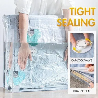 Produktbild von Vakuum Aufbewahrungsbeutel für Kleidung, 4er Set 80×100cm, platzsparende Vakuumbeutel für Bettwäsche, Decken, Organizer