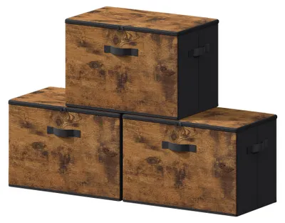 Produktbild von SONGMICS Faltbare Aufbewahrungskisten mit Griffen, 3er Set, Kleidung Organizer, Vliesstoff, 50 x 30 x 30 cm, braun