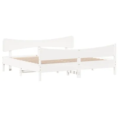 Produktbild von Massivholzbett ohne Matratze Weiß 200x200 cm Kiefernholz