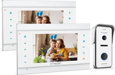 Produktbild von Professionelles Video-Überwachungssystem - 2 große Innenschermen, HD, Nachtbild & Regenkap, Intercom-Funktion