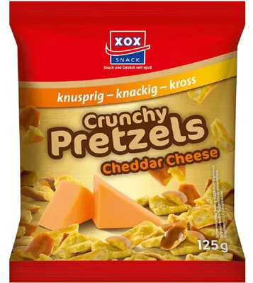 Produktbild XOX Crunchy Pretzels Cheddar Cheese Brezelstücke mit Cheddar Käse 125g