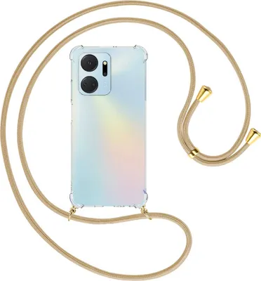 Produktbild von Handykette Backcover-Schutzhülle mit Band (Metall goldfarben) für Honor X7a (6.75'') - caramel