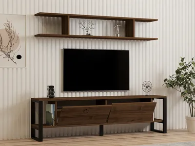 Image de Skye Decor, Melis- Melis CTQ, couleur noyer, armoires TV, 45x160x30 cm, panneau de particules 100% mélaminé