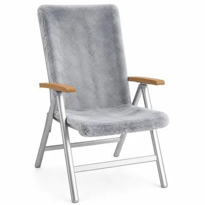 Produktbild von RÖKÜ Campingstuhl Auflage Lammfell silber