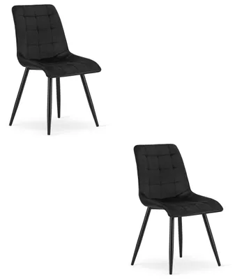 Productafbeelding van Chaise - Leobert - Tweedelig - Fluweel, zwart / Poten, zwart - Set van 2