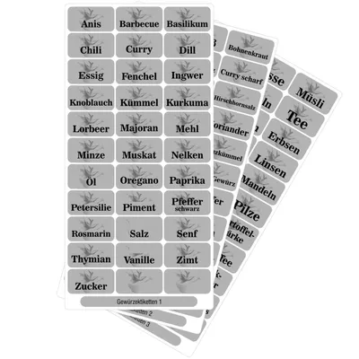 Produktbild von Gewürzetiketten Vorratsetikette silber 32x17mm Teil 123
