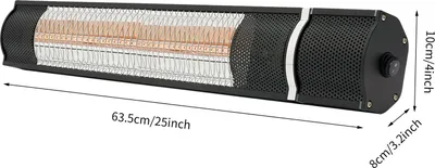 Produktbild von Elektrischer Terrassenheizstrahler, Wandmontage - 1500 Watt Leistung - Außenheizung für Terrasse und Garten