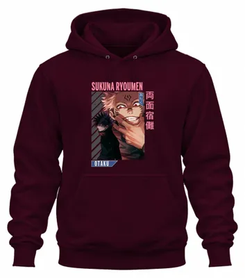 Immagine prodotto di Sukuna Ryoumen Jujutsu Kaisen Demone Occhi Rossi Otaku Estetica Anime Felpa con cappuccio unisex, bordeaux, M