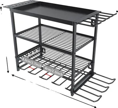 Produktbild von Werkzeugorganisator-Regal, Schwerlastmetalllagerung, Wandmontierter Werkzeughalter, schwarz