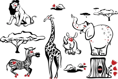 Immagine prodotto di Tatuaggi murali per bambini grandi set safari