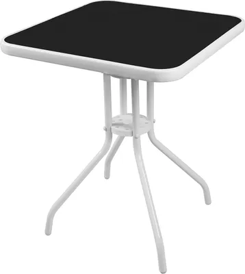 Bistrotisch Eckig mit Glasplatte 60x60x70cm weiß