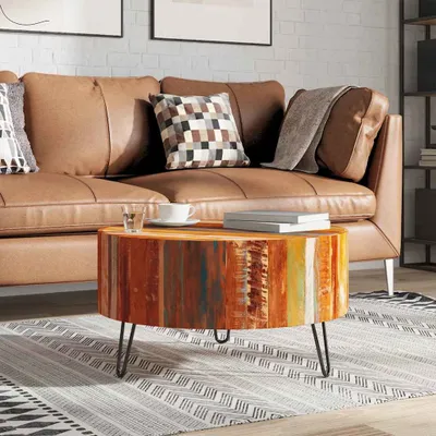Image de Maison Exclusive - Table basse ronde en bois massif recyclé