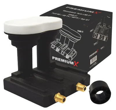 Produktbild von PremiumX Twin Monoblock LNB 3° PXMB-3T Sat für 2 Teilnehmer DVB-S2 UHD 4K