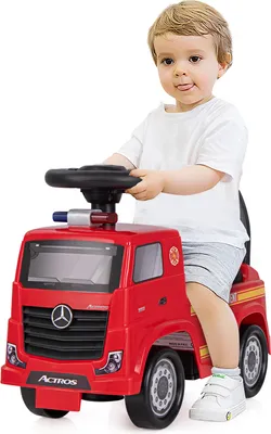 Produktbild von GOPLUS Kinder Rutschauto Mercedes Benz, Feuerwehrauto zum Schieben mit Rückenlehne, Hupe & Musik, Stauraum unter dem Sitz, Rutschfahrzeug für Kinder im Alter von 2-6 Jahren bis 23kg