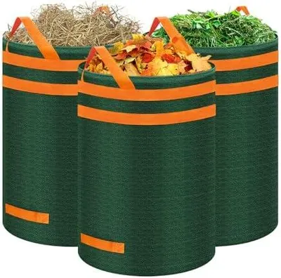 Produktbild von Gartensack 272L 3er Set Gartenabfallsack Stabil, Laubsack Garten Sack Robust & Faltbar, Grünschnittsäcke mit Griffe, Selbststehend Abfallsack für Gras Laub Hecke Gartenabfall