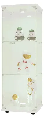 Produktbild von Glas Vitrine - Wandmontierte LED Glasvitrine - 125×42×36 cm - 3 ESG Glasböden - Metallrahmen - Weiß
