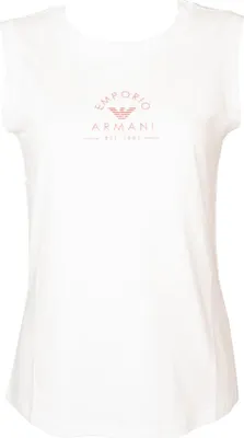 Image de Débardeur EMPORIO ARMANI pour femme, sans manches, épaules larges, logo imprimé, coton élastique, référence 164797 4R227, M - IT III / CN 165/88A / BR M / MX M, 95 % coton, 5 % Élasthanne