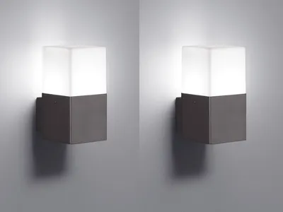 Produktbild von Eckige LED Außenwandlampen Anthrazit 2er SET Außenleuchten Terrassenbeleuchtung