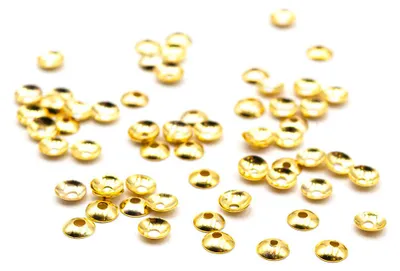 Produktbild von Vintageparts runde Perlkappen goldfarben 4 mm, 100 Stück