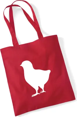 Produktbild von Huuraa Jutebeutel Küken Silhouette 10 Liter Classic Red Baumwolle Tasche Geschenkidee