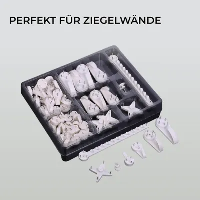 Productafbeelding van Famanu haken voor stenen muren - veelzijdig - set van 53 stuks - PVC