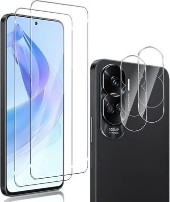 Immagine prodotto di 2X vetro protettivo (display + fotocamera) per Honor 90 Lite 5G Pellicola corazzata 9H completa