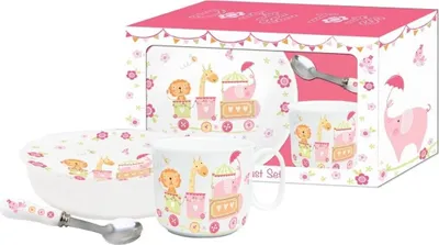 Produktbild von Kindergeschirrset aus Porzellan in pink