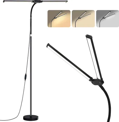 Obrázek produktu pro LED stojací lampa Stmívatelná 3 teploty barev Stojací lampa Nastavitelný husí krk Ochrana očí Čtecí lampa do obývacího pokoje, ložnice, kanceláře