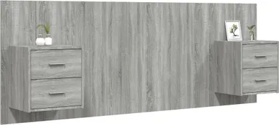 Image de vidaXL Tête de lit avec chevets Gris Sonoma Bois composite