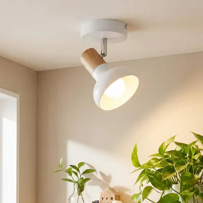 Produktbild von ZMH Deckenstrahler 1 Flammig Spotlampe Vintage Strahler Metall Deckenspots E14 Innen 350° Schwenkbar Spots für Flur Schlafzimmer Weiß
