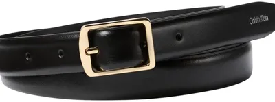 Imagen del producto de Cinturón para mujer Calvin Klein, modelo Classic Square, con hebilla cuadrada, cinturón de cuero de 2 cm de ancho, color negro