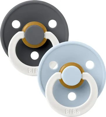 Obrázek produktu pro BIBS Colour dudlíky z přírodního kaučuku 2 ks vel. 1 Iron Noční / Baby Blue Noční