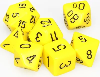 Produktbild von Chessex Polyhedral 7 Die Würfel-Set Opaque Gelb/Schwarz
