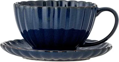 Produktbild von Bloomingville Tasse mit Untertasse LATINA Dunkelblau Keramik 220 ml