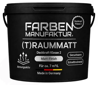 Produktbild von Farben Manufaktur (T)raummatt Innenwandfarbe Weiß matt 2 L