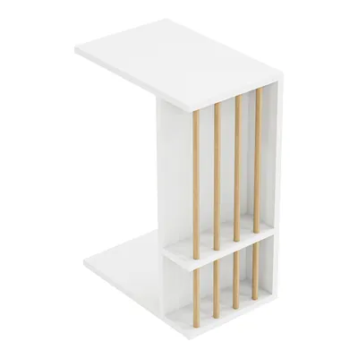 Image de Table d'appoint 'Siikainen' avec entretoises verticales et roulettes 65 x 44 x 29 cm Blanc