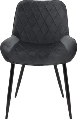 Produktbild von ML-Design 2er Set Esszimmerstühle mit Rücken- und Armlehnen, Anthrazit, Samt Sitzfläche, Polsterstuhl mit Metallbeine