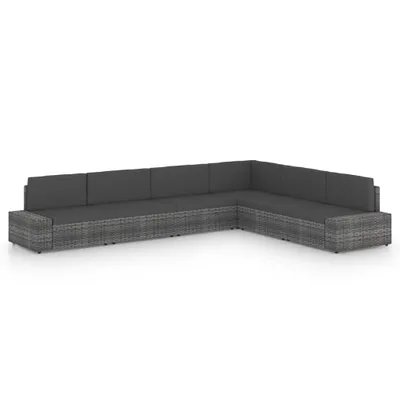 Produktbild von "Rabatt" 6-tlg. Garten-Lounge-Set - Wetterfestes Sitzgruppe - für 5 Personen - mit Kissen Grau Poly Rattan - Lounge-Dining set CC2857