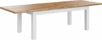Produktbild von Großer ausziehbarer Esstisch Leonardo 100x200 cm – Weiß mit Eiche Craft – ausziehbar auf 300 cm – Massivholz Tisch für Esszimmer