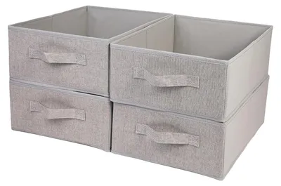 Zdjęcie produktu dla Składane pojemniki do przechowywania, organizery szufladowe, 39x29x14 cm (4 sztuki, kolor: szary)