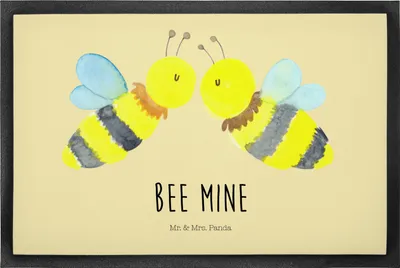 Produktbild von Mr. & Mrs. Panda Schmutzfangmatte Biene Liebe 50 x 75 cm - Gelb Pastell - Geschenk, Türmatte, fußmatte, Gummimatte, Bodenvorleger, Fussmatte, Schmutzmatte