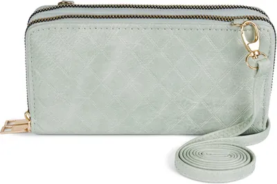 Produktbild von styleBREAKER Damen 2 in 1 Mini Bag Umhängetasche mit Rauten Prägung, Geldbörse, Handytasche, Schultertasche 02012379