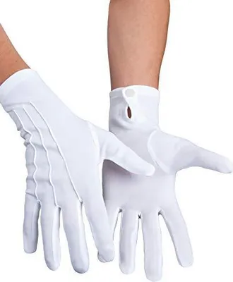 Produktbild von Baumwoll-Herrenhandschuhe, weiß mit Knopf